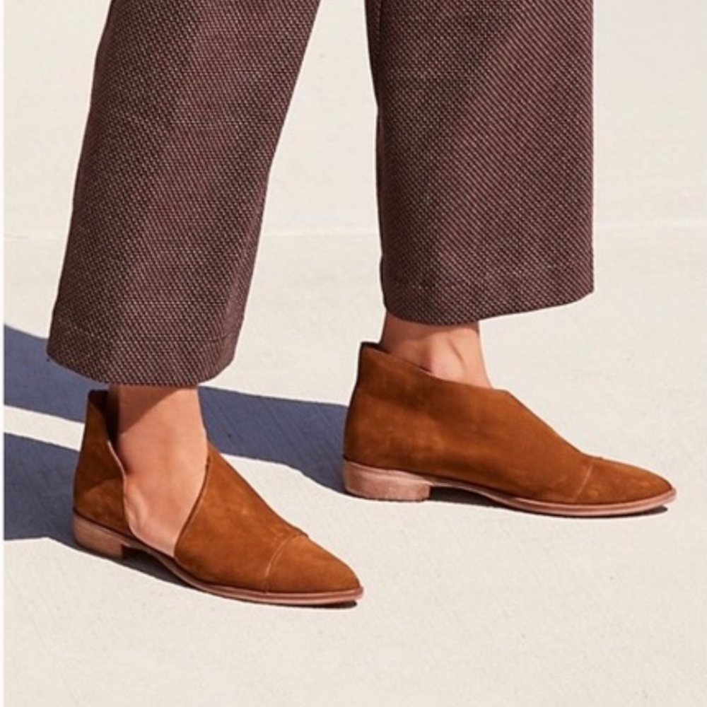Free People Royale leather cutout flats 39‎ US 9 brown suede leather platform